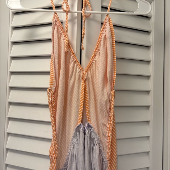 Tach Clothing Sandine Linen Dress Orange & Lilac Size Large Strappy Colorblock - Picture 7 of 9